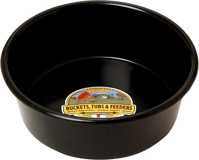 Little Giant® Plastic Utility Pan | Feed Pan | Durable & Versatile Livestock Feeding Bucket | Made in USA | 5 Quart | Black