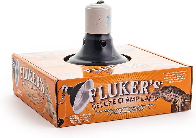 Fluker's Repta-Clamp Lamp, Heavy Duty Clamp Light For Reptile Tanks and Terrariums, UL/CUL Approved, Great for Reptile Basking, 150-Watt Maximum with On/Off Switch, 8.5"