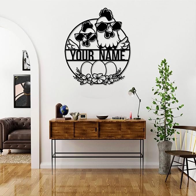 Personalized Chicken Coop Metal Sign,Custom Chicken Farm Metal Wall Art,Personalized Chicken MetalSign, Metal Chicken Farmhouse Sign,Hen House Sign, Funny Chicken Farm Decor (Style C)