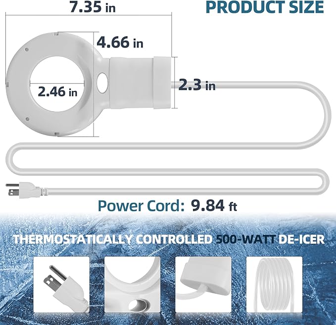 500W Trough Heater & Stock Tank De-Icer - Made from Aluminum with Teflon Coating for Better Corrosion Resistance