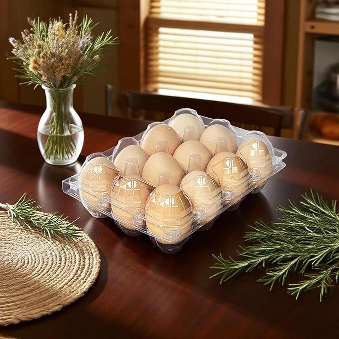 100-Pack of 12-Count Plastic Egg Cartons – Bulk Clear Reusable Egg Containers Holds Chicken Eggs | Eggs 12 Count,Egg Cartons Cheap Bulk,Suitable for farms, markets and families.
