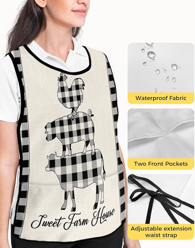 Pumpkin Sunflower Cobbler Aprons with 2 Pockets for Women Men, Autumn Leaves Fall French Country