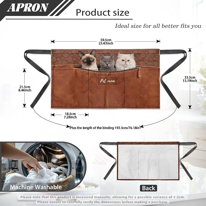 Waist Apron with 3 Pockets Waterproof 13 Inch Short Half Waist Aprons Women Men Server Aprons Waitress Waiter Apron