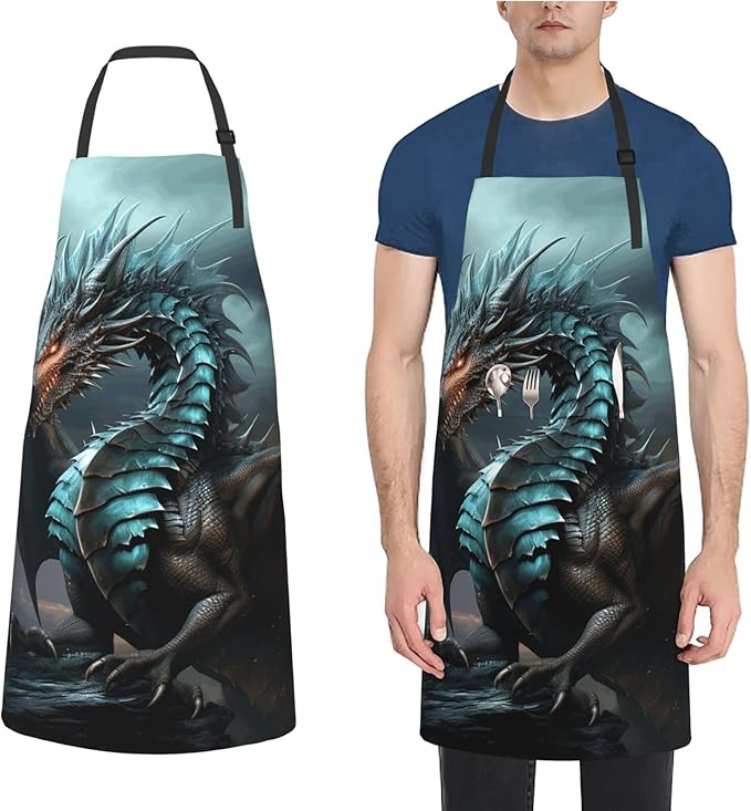 Waterproof Aprons for Women Men Adjustable Bib Cool Electric Guitar Apron Chef Cooking Aprons for Kitchen