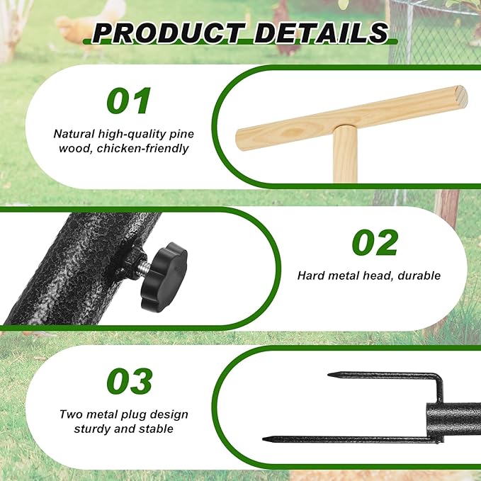 2 Pcs Extra Large Chicken Perch Toy for Coop 57" Wooden Chick Perch Stand with Strong Roosting Bar Chicken Enrichment Toys for Coop Brooder Large Bird, Easy to Assemble, Comes with Installation Video