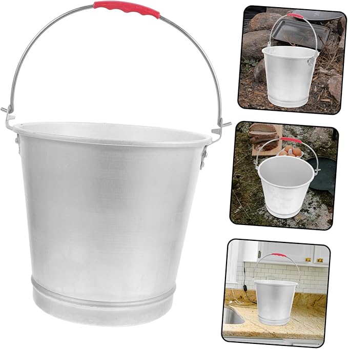 ABOOFAN Portable Aluminum Water Bucket Heavy-Duty Container for Farm Beach and Outdoor Use Capacity Multipurpose Design