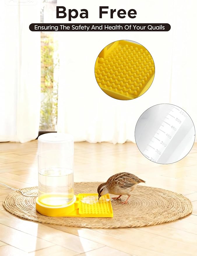 Large Capacity Quail Water Feeder,Button Quail Supplies for Quail Cage, Multi-Use as Quail Feeder, Quail Waterer, Chick Waterer,Baby Chick Waterer, Ideal Quail Feeders for Baby Bird
