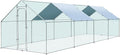 Large Metal Chicken Coop for 40-45 Chickens, Walk-in Chicken Run, Chicken Pen Outdoor W/Cover, Waterproof & Anti-UV, 26.3' D x 9.8' W x 6.4' H, Wire Mesh Poultry Cage for Yard #LYJL08JD-US