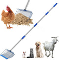 Large Chicken Poop Scooper, Heavy Duty Chicken Coop Scoop for Sand, 35" to 64" Adjustable Stainless Steel Handle, Litter Sifting Shovel for Farm Chicken Coop/Goat Stall/Stable Cleaning
