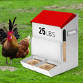 Automatic Chicken Feeder 25lb,Outdoor Galvanized Metal Poultry Feeder No Waste Rat Proof Feeder Trough with Lid Hanging Chicken Feeder Dispenser for Quails,Bantams, Ducks and Turkey