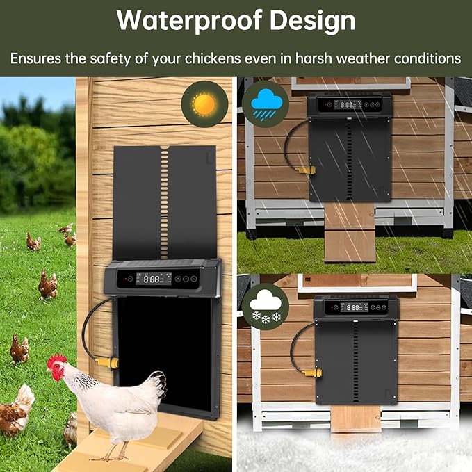 Chicken Coop, Solar Chicken Coop Door, Remote Control Electric Chicken Coop Door with Anti-Trap Design, Aluminum Chicken Coop Door with Timer for Poultry Farms Automatic Chicken Coop Door