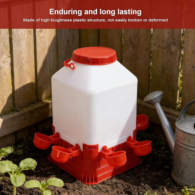 AYNEFY Chick Waterer, 10L Large Capacity Chicken Feeder Poultry Water Fountain Bucket Automatic Brooder Starter Kit Coop Accessories for Baby Chicks Ducks and Quail