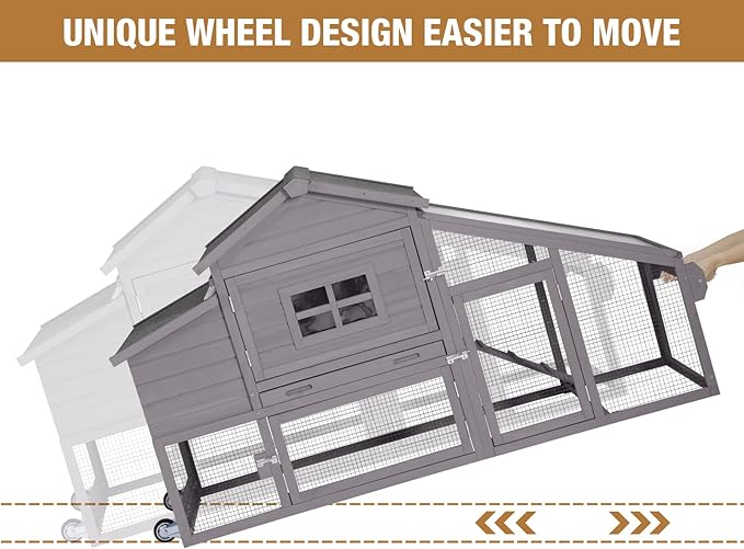 Gutinneen Chicken Coop 69" Chicken House with Large Nesting Box Outdoor Rabbit Hutch with UV Proof Roof,Waterproof