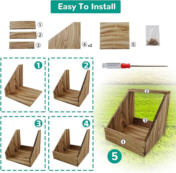 kathson Chicken Nesting Box,Wood Chickens Coop Nesting Boxes Single Compartment Hen Nesting Box Big Duty Laying Nest Boxes for Hens Ducks and Poultry(1 Pcs,No Perch)