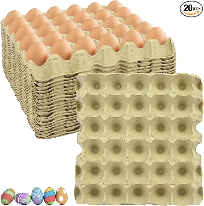 20 Flats 30-Cell Egg Crate, Sturdy and Stackable, Holds 30 Eggs, Multipurpose Use