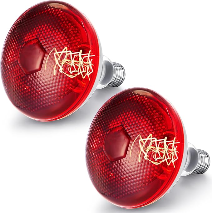 VIHOSE 2 Pack Infrared Heat Lamp for Chickens 150 Watt 120v Thickened Red Heat Lamp Bulbs for Food Service, Reptile, Pet, Bathroom, Light Therapy Use E26 Base