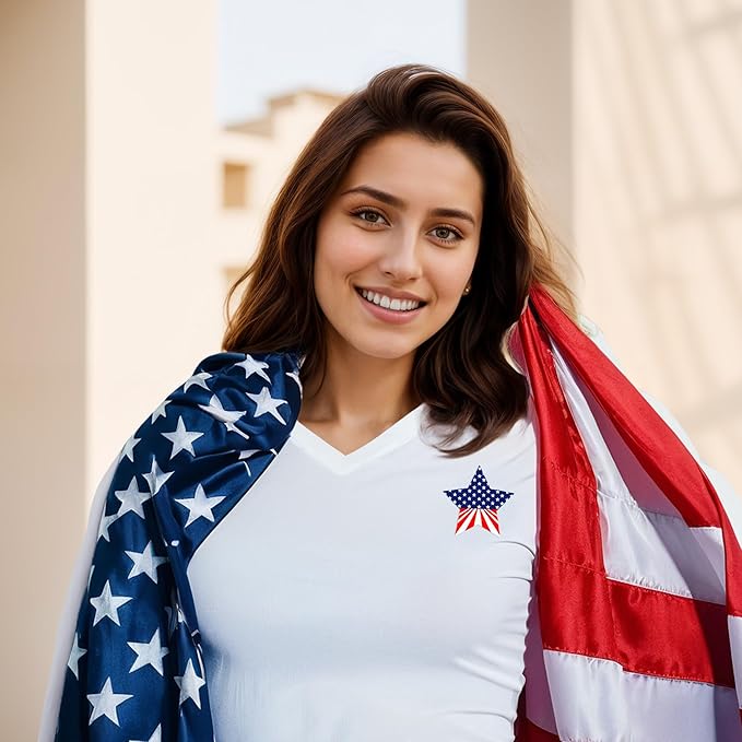 Patriotic Stickers 500 Pcs, 1.5" Memorial Day 4th of July Stars Stickers (wujiaoxing)