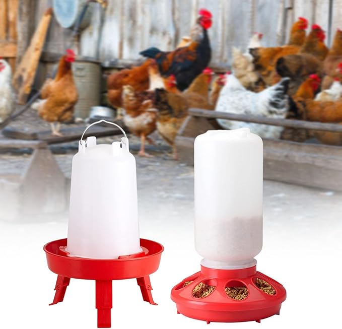 1kg Poultry Feeder and 1.5L Chick Waterer Starter Kits Poultry Feeding Equipment Quail Feeder Duck Feeder for Chicks Backyard