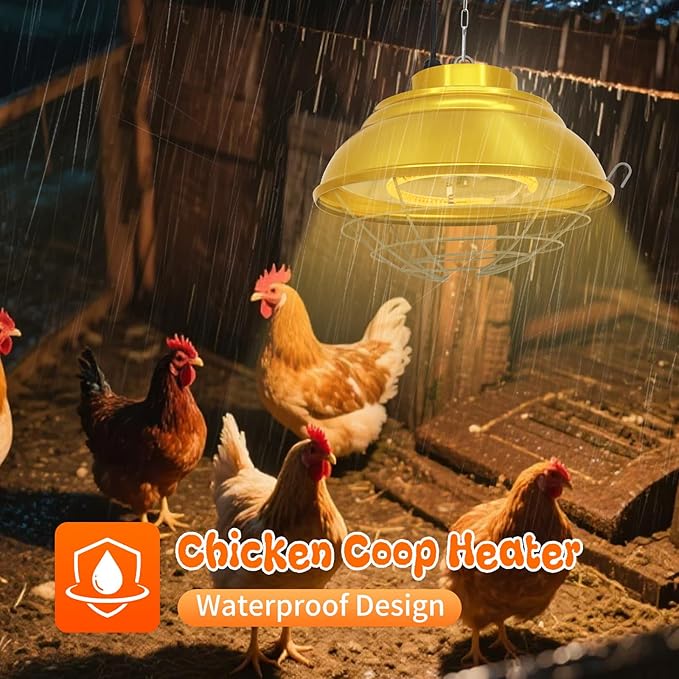Chicken Coop Heater with Carbon Fiber Bulb, 600W Heat Lamp for Chickens Brooder, Chicken Heater Lamp with Adjustable 2-Mode Temperature & Hanging Height for Chick,Puppy,Cat,Goat,Piglet (600, Watts)