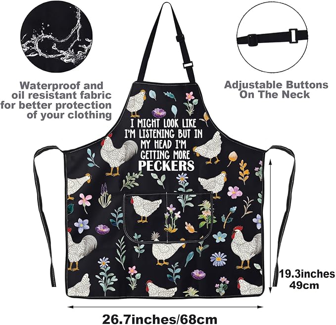 G2TUP Chicken Kitchen Apron - Cooking Apron for Ladies & Farmers