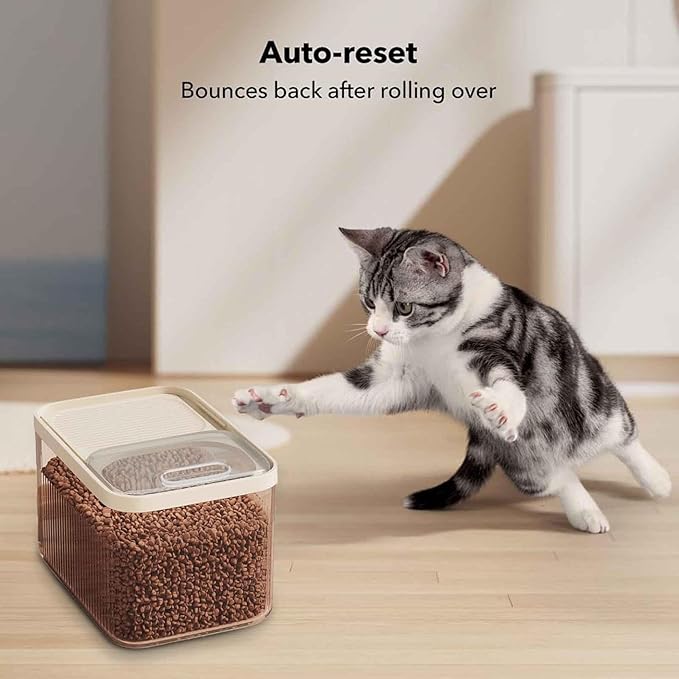 Airtight Pet Food Storage Container for up to 30 Lbs - Clear Dog & Cat Food Bin with Locking Lid, Measuring Cup & 2 Scoops - Keep Food Fresh for Dry Kibble, Rice, Grain (White)