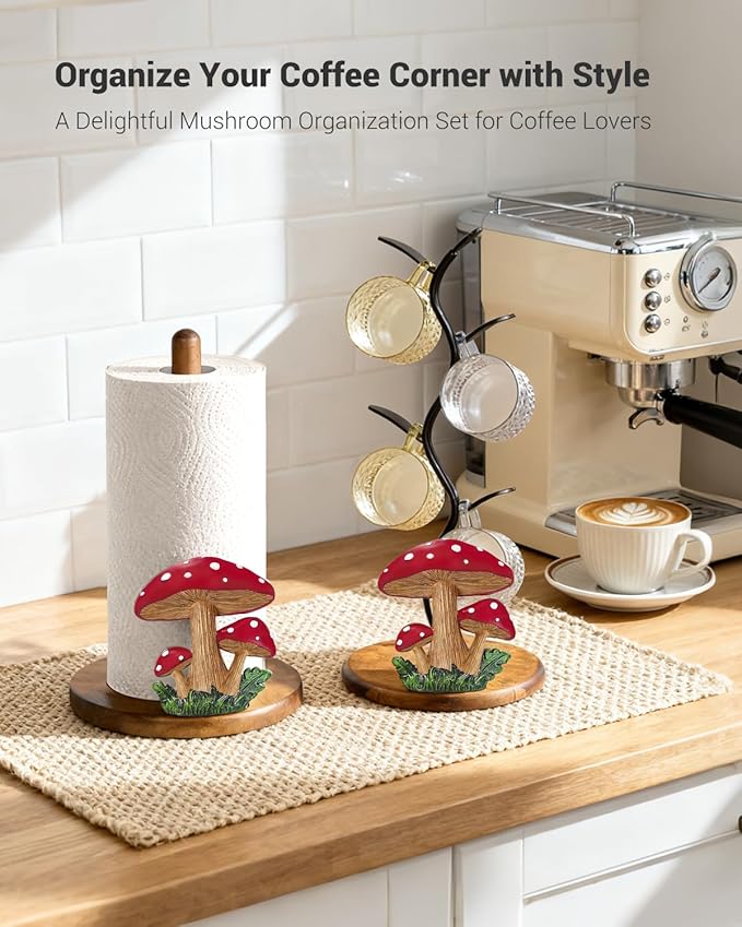 Mushroom Paper Towel Holder - Mushroom Decor for Kitchen Cottage Core Bathroom Home - Gifts for Women Mom Grandma - 3D Cute Stuff Decorative Accessories
