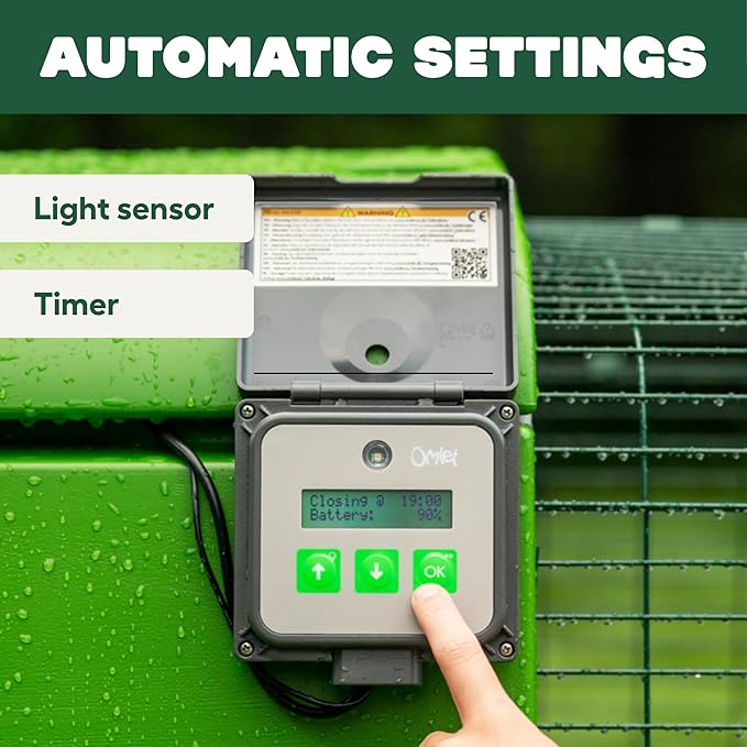 Omlet Automatic Chicken Coop Door Opener | Operated by Light Sensor or Timer | Easy to Install, No Maintenance Required | Improves Coop Security and Insulation | Built-in Safety Sensors | Grey
