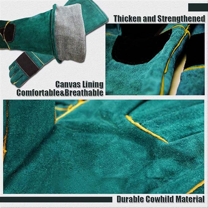 YBB Animal Handling Anti-bite/Scratch Gloves for Dog Cat Bird Parrot Pet (Green)