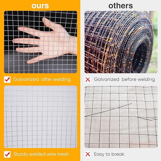 Black Hardware Cloth 16" x 10' 1/2 Inch 19 Gauge, PVC Coated Galvanized Steel Wire Mesh Roll, Welded Metal Fencing for Chicken Coop, Garden Fence, Poultry, Rabbit, Snake Barrier, and Home Improvement