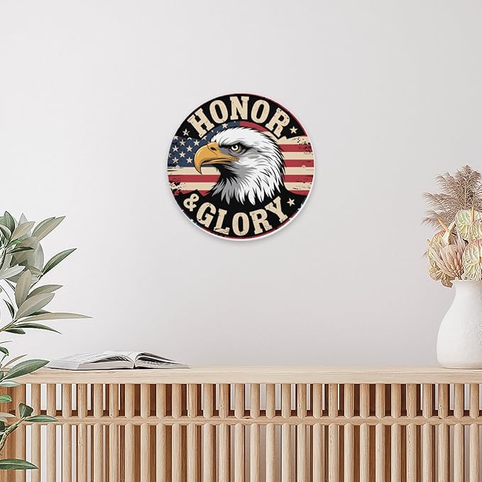 2026 United States 250th Anniversary Round Metal Sign, Home Decor Metal Wall Signs 250th Anniversary USA, 250 Patriotic American Flag Decorative Signs, Gift for US Citizens, Hanging Wall Decor