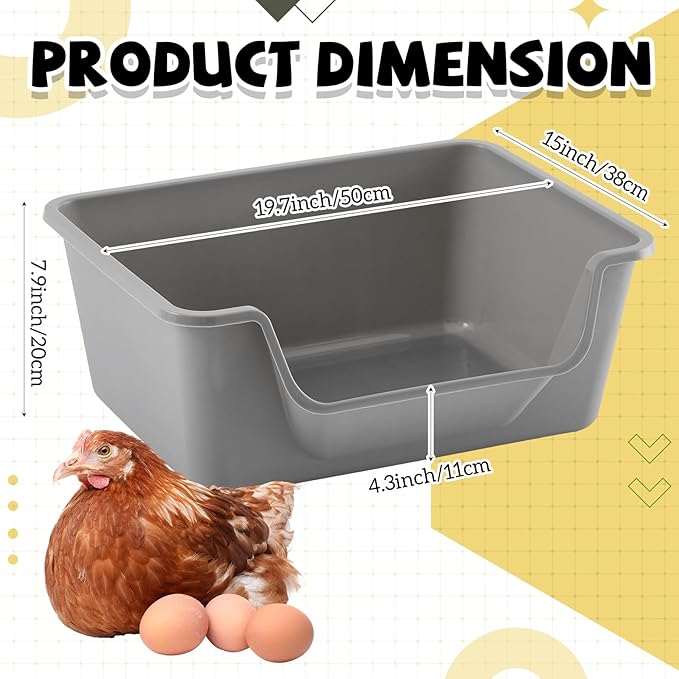 1 Pcs Washable Chicken Nesting Box, Floor Durable Chicken Coop Accessories Easy to Clean Plastic Square for Hens Ducks and Poultry for Egg Collection Backyard