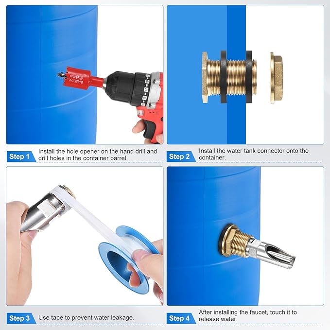 8-Pack Pig Nipple Waterer for Barrel Kit, Stainless Steel Automatic Pig Water Nipple with Brass Water Tank Connector and Installation Hole Opener for Hog/Goat/Sows Piglets