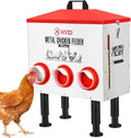 30lbs - 40lbs Large Automatic Chicken Feeder, Adjustable Stand, 6 Feeding Ports, Sloped Roof Rainproof Design Poultry Feeder (Large)