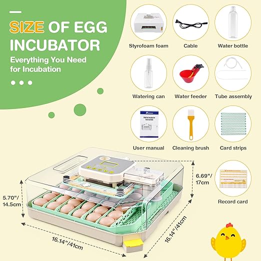Sailnovo 48 Egg Incubator for Hatching Eggs with Auto Egg Turning, Precise Temp & Humidity Control, 360°Viewing, Egg Candler, Incubator for Chicken Eggs/Duck/Quail,Ideal for Farm/School/Lab,Green