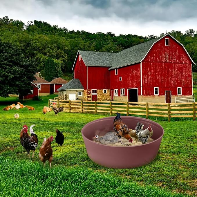 Chicken Dust Bath Tub, Adjustable 25'' Chicken Dust Bath Contain Bottomless Design, Dust Bath for Chickens, Ducks, Turkeys, Quails for Farms, Chicken Coops (Brown)
