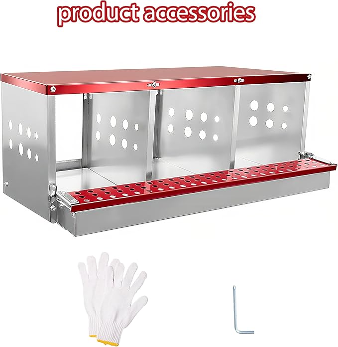 XINYI Chicken Nesting Boxes for Laying Eggs, Metal Coop for 3 Chickens,Roll Away Nesting Boxes,Easy Egg Collection, Brooder Box for Rabbit, Squirrel, Parakeet, Owl, Cockatiel, Robin
