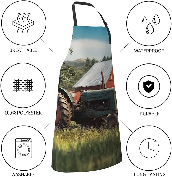 Waterproof Aprons for Women Men Adjustable Bib Company Farm Tractor Apron Chef Cooking Aprons for Kitchen