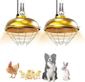 2-Pack Heat Lamp for Chickens, 170W & 350W Adjustable Heating Temperature and Hanging Height, Chicken Coop Brooder Heater, Carbon Fiber Heating Lamp for Chicks, Ducks, Rabbits, Cats, Dogs, Livestocks