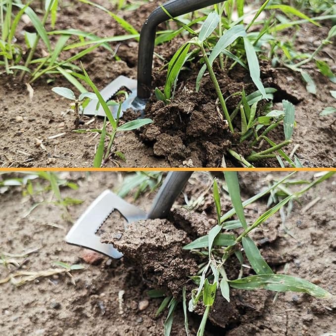 Gardening Hand Weeder Tools, Weed Puller Tool Weeding Artifact Uprooting Weeding Tool Manganese Steel with Black Baked Coating for Vegetable Gardening Backyard Farm Planting (5 Teeth)