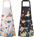 Floral Apron Women, 2 Pack Aprons for Women with Pockets, Waterproof Kitchen Apron Aprons for Cooking, Baking