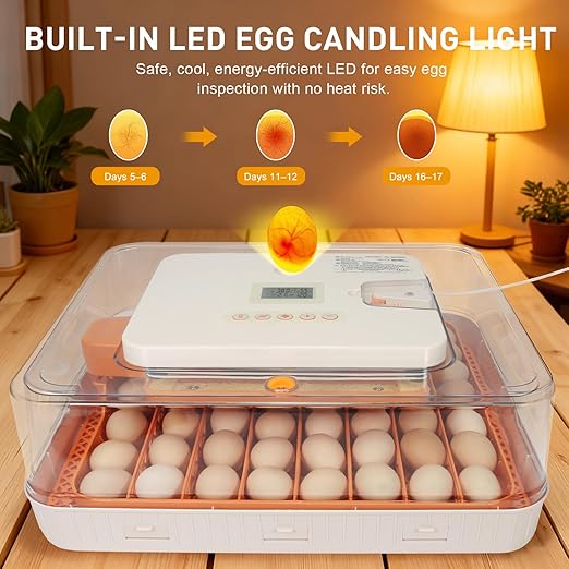 4th Gen – 56 Egg Fullly Automatic Incubator, 2026 Upgraded Design, Intelligent Sensor-Based Humidity & Temp Control, Chick Separator, Custom Days, Adjustable Auto Turning & Stop, Flexible Egg Spacing