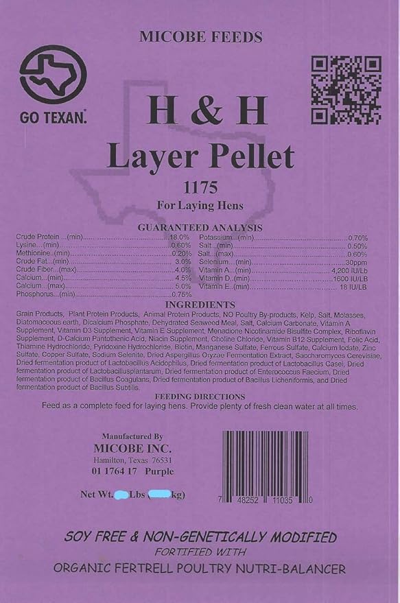 All Natural Mini-Pelleted Layer Feed Freshly Milled for Hens and Bantams: Non-GMO,Soy Free, Corn Free, with Organic Fertrell Vitamins and Minerals (20lb)