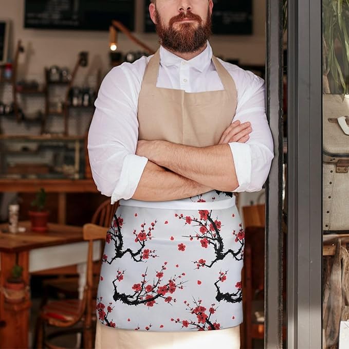 Waterproof Half Waist Apron Kitchen Chef Apron for Cooking Server Waitress