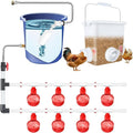 Complete Set Pipeline Automatic Chicken Waterer System(63Accessories Included) Chicken Feeder and Waterer Set,Poultry Waterer,with PVC Pipeline,Float Valve and Garden Hose