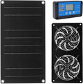 Pomya Solar Exhaust Fan, 20W Solar Panel + 6 Inch Double Ventilation Vent Fan, with Timing Controller, HighSpeed Solar Powered Fan for Shed, Chicken Coop, Greenhouse, Dog House
