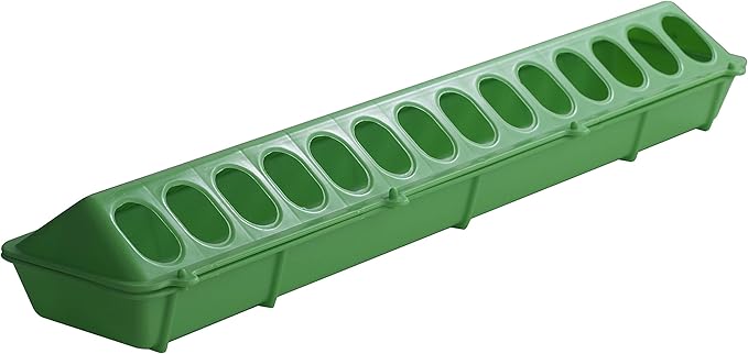 Little Giant® Plastic Poultry Feeder Base | 20 Inches | Heavy Duty Plastic Feeding Tray with Holes | Chicken Feeder Trough | Poultry Tray | Lime Green
