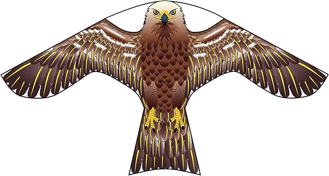 PESTEZE USA Hawk 47x27 Inch Kite with 13 Ft Flagpole. Provides Humane Bird Deterrence in Yards & Farms. Protects Vegetables, Fruits & Crops from Pest Birds & Critters