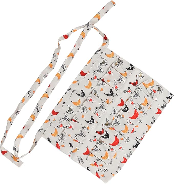 Eggs Collecting Apron for Adults, Chicken Egg Gathering Apron with 12 Pockets, Hands - Free Egg Holder for Duck Goose Turkey Eggs, Durable Cloth Farm Apron Size L (Type 7)