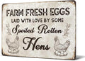 Heuhuww Vintage Chicken Signs Farm Fresh Eggs Metal Sign for Sale Farmers Market Decor Funny Hen House Sign12" x 8"(H14)