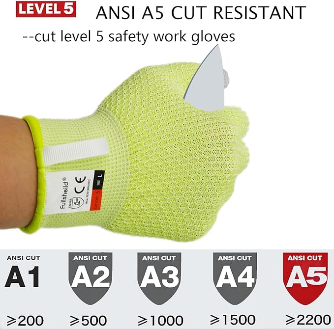 Fullsheild Cut Resistant Gloves Food Grade Level 5 Protection for Kitchen Anti Cut Gloves for Meat Cutting Woodworking